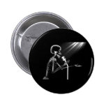 X-RAY SKELETON SINGING ON RETRO MIC - B&W PIN