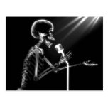 X-RAY SKELETON SINGING ON RETRO MIC - B&W POSTCARDS
