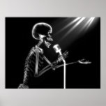 X-RAY SKELETON SINGING ON RETRO MIC - B&W PRINT