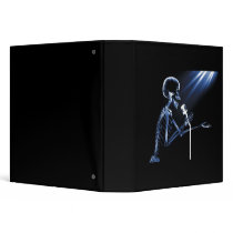 X-RAY SKELETON SINGING ON RETRO MIC - BLUE 3 RING BINDERS