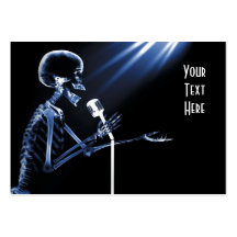 X-RAY SKELETON SINGING ON RETRO MIC - BLUE BUSINESS CARD TEMPLATES