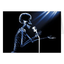 X-RAY SKELETON SINGING ON RETRO MIC - BLUE CARDS