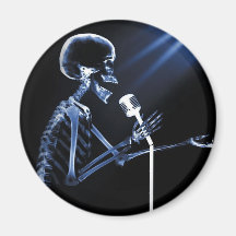 X-RAY SKELETON SINGING ON RETRO MIC - BLUE MAGNET