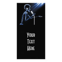 X-RAY SKELETON SINGING ON RETRO MIC - BLUE CUSTOMIZED PHOTO CARD