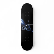 X-RAY SKELETON SINGING ON RETRO MIC - BLUE SKATE BOARDS