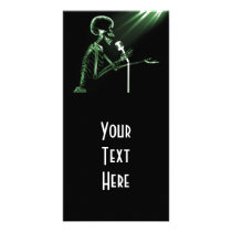 X-RAY SKELETON SINGING ON RETRO MIC - GREEN PHOTO CARD