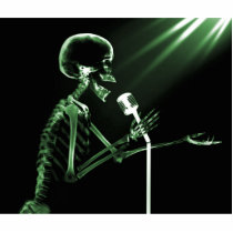 X-RAY SKELETON SINGING ON RETRO MIC - GREEN PHOTO CUTOUT
