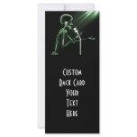 X-RAY SKELETON SINGING ON RETRO MIC - GREEN FULL COLOR RACK CARD