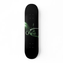 X-RAY SKELETON SINGING ON RETRO MIC - GREEN CUSTOM SKATE BOARD