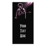 X-RAY SKELETON SINGING ON RETRO MIC - PINK CUSTOMIZED PHOTO CARD