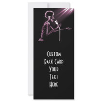 X-RAY SKELETON SINGING ON RETRO MIC - PINK PERSONALIZED RACK CARD