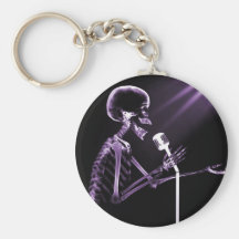 X-RAY SKELETON SINGING ON RETRO MIC - PURPLE KEY CHAIN