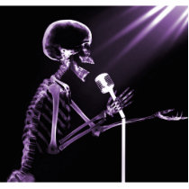 X-RAY SKELETON SINGING ON RETRO MIC - PURPLE CUT OUTS