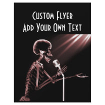 X-RAY SKELETON SINGING ON RETRO MIC - RED FULL COLOR FLYER
