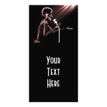 X-RAY SKELETON SINGING ON RETRO MIC - RED PHOTO CARD TEMPLATE