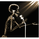X-RAY SKELETON SINGING ON RETRO MIC - SEPIA CUT OUTS