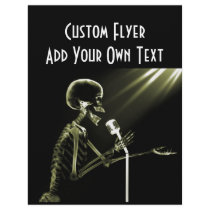 X-RAY SKELETON SINGING ON RETRO MIC - YELLOW PERSONALIZED FLYER