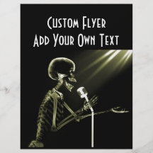 X-RAY SKELETON SINGING ON RETRO MIC - YELLOW PERSONALIZED FLYER