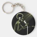 X-RAY SKELETON SINGING ON RETRO MIC - YELLOW KEY CHAINS