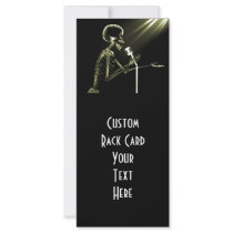 X-RAY SKELETON SINGING ON RETRO MIC - YELLOW FULL COLOR RACK CARD