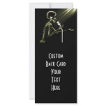X-RAY SKELETON SINGING ON RETRO MIC - YELLOW FULL COLOR RACK CARD