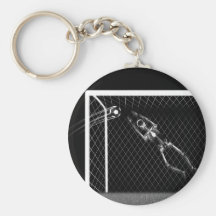 X-RAY SKELETON SOCCER GOALIE B&W KEY CHAINS