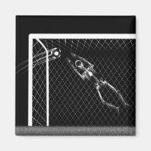 X-RAY SKELETON SOCCER GOALIE B&W REFRIGERATOR MAGNET
