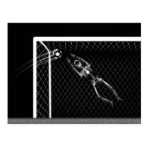 X-RAY SKELETON SOCCER GOALIE B&W POST CARDS