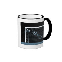 X-RAY SKELETON SOCCER GOALIE BLUE MUGS