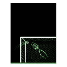 X-RAY SKELETON SOCCER GOALIE GREEN POSTCARD