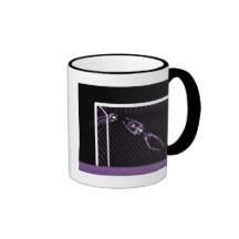 X-RAY SKELETON SOCCER GOALIE PURPLE COFFEE MUGS