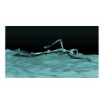 X-Ray Skeleton Swimming in Lake Neg Teal Print