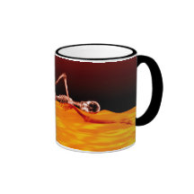 X-Ray Skeleton Swimming in Lake of Fire Coffee Mug