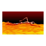 X-Ray Skeleton Swimming in Lake of Fire Posters