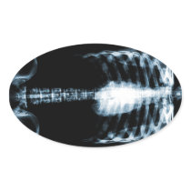 X-RAY SKELETON TORSO RIBS - BLUE OVAL STICKER