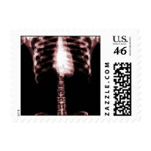 X-RAY SKELETON TORSO RIBS - RED POSTAGE STAMP