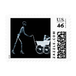 X-RAY SKELETON WOMAN & BABY CARRIAGE - BLUE POSTAGE STAMPS