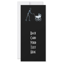 X-RAY SKELETON WOMAN & BABY CARRIAGE - BLUE CUSTOM RACK CARD