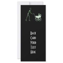 X-RAY SKELETON WOMAN & BABY CARRIAGE - GREEN CUSTOM RACK CARD