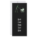 X-RAY SKELETON WOMAN & BABY CARRIAGE - GREEN rack cards