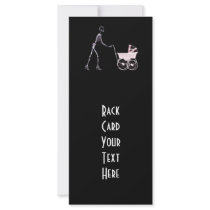 X-RAY SKELETON WOMAN & BABY CARRIAGE - PINK CUSTOM RACK CARD