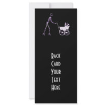 X-RAY SKELETON WOMAN & BABY CARRIAGE - PURPLE RACK CARD