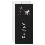 X-RAY SKELETON WOMAN & BABY CARRIAGE - RED RACK CARD TEMPLATE