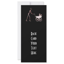 X-RAY SKELETON WOMAN & BABY CARRIAGE - RED RACK CARD TEMPLATE