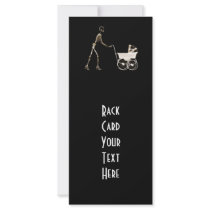 X-RAY SKELETON WOMAN & BABY CARRIAGE - SEPIA RACK CARD