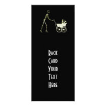 X-RAY SKELETON WOMAN & BABY CARRIAGE - YELLOW PERSONALIZED RACK CARD