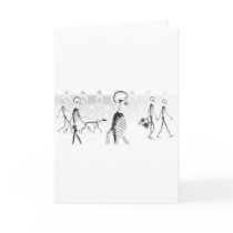 X-Ray Skeletons Afternoon Stroll Neg BW Greeting Card