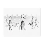 X-Ray Skeletons Afternoon Stroll Neg BW Postcard