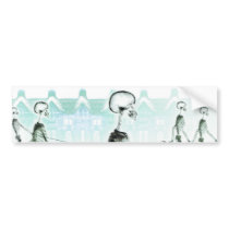 X-Ray Skeletons Afternoon Stroll Negative White bumper stickers