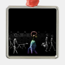 X-Ray Skeletons Midnight Stroll - B&W & Rainbow Ornaments